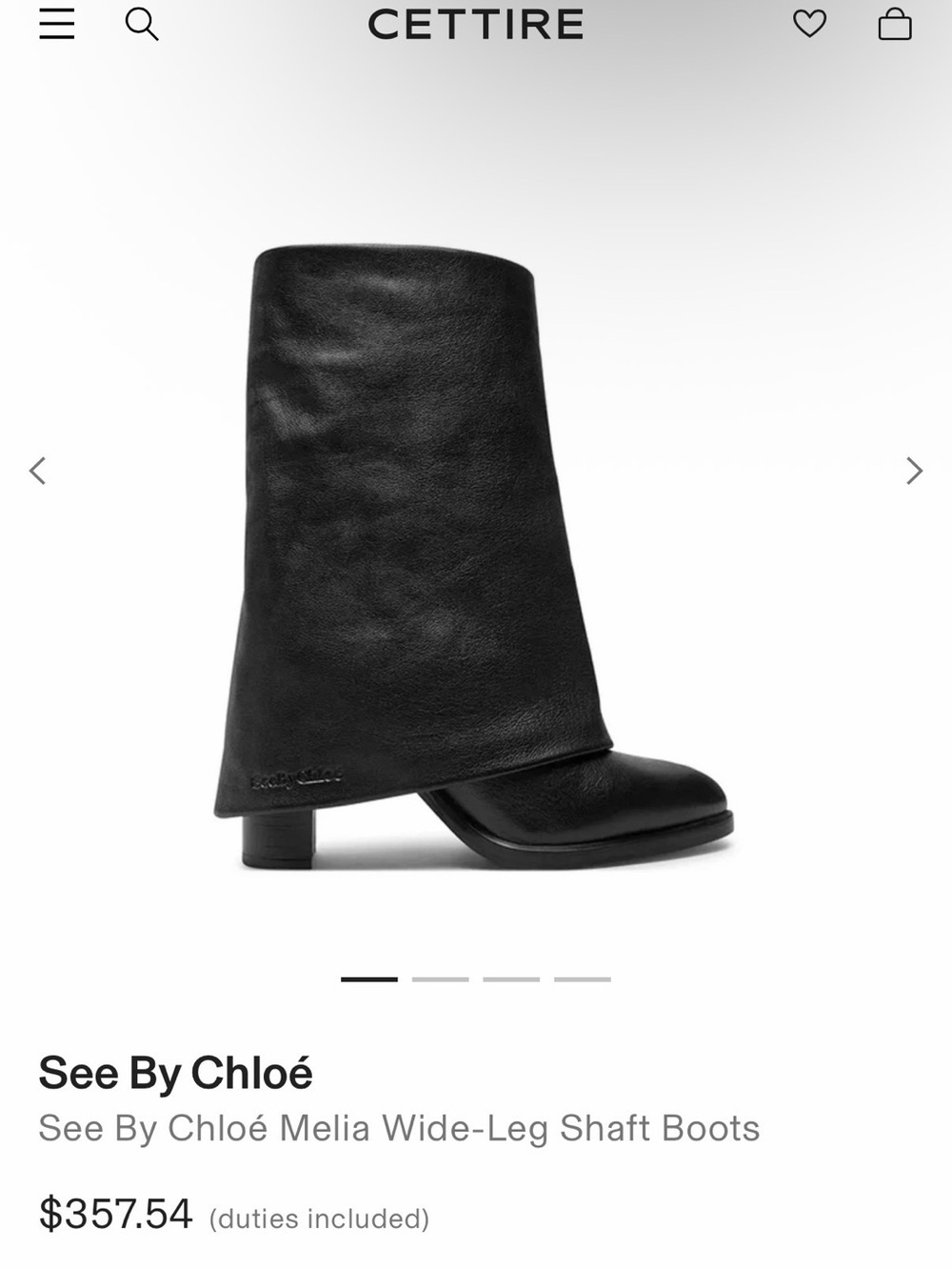 See By Chloé Black Sculpted Wide-Leg Shaft Boots